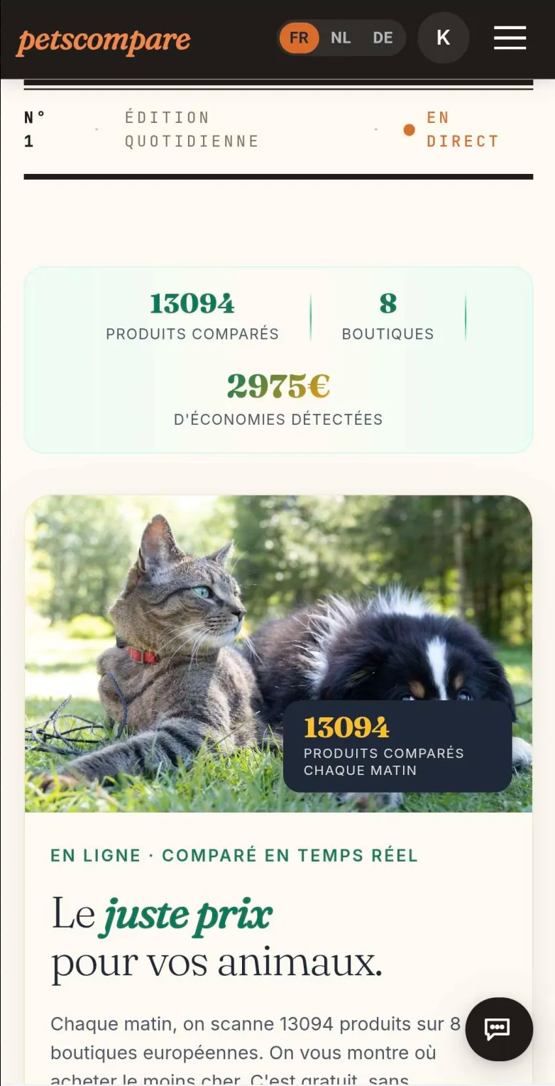 Capture du site Petscompare